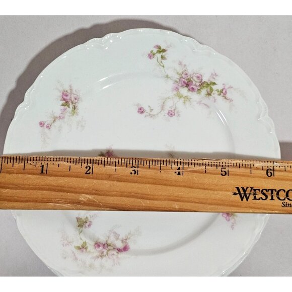 3 Haviland Pale Pink Roses Bread Dessert Plates 6" Schleiger H&Co Limoges France - Picture 6 of 8